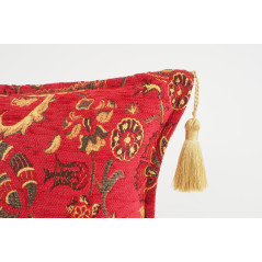 Fabric Pillow, Fabric Pillow 12x20, Red Caucasus Carnation Pattern Turkish Fabric Pillow, Decorative Bohemian Pillow
