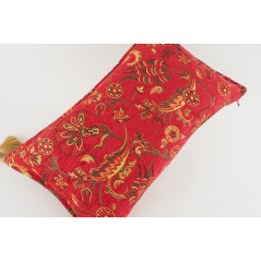 Fabric Pillow, Fabric Pillow 12x20, Red Caucasus Carnation Pattern Turkish Fabric Pillow, Decorative Bohemian Pillow