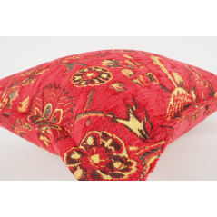 Fabric Pillow, Fabric Pillow 12x20, Red Caucasus Carnation Pattern Turkish Fabric Pillow, Decorative Bohemian Pillow