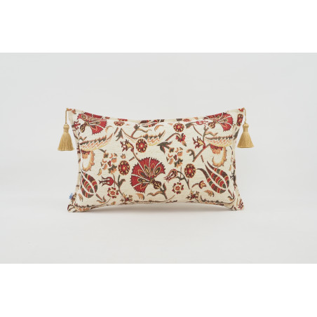 Fabric Pillow, Fabric Pillow 12x20, Beige Caucasus Carnation Pattern Turkish Fabric Pillow, Decorative Pillow, Bohemian Pillow