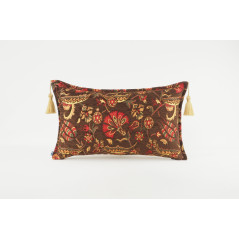 Fabric Pillow, Fabric Pillow 12x20, Brown Caucasus Carnation Pattern Turkish Fabric Pillow, Decorative Pillow, Bohemian Pillow