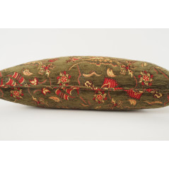 Fabric Pillow, Fabric Pillow 12x20, Moss Green Caucasus Carnation Pattern Turkish Fabric Pillow, Decorative Bohemian Pillow