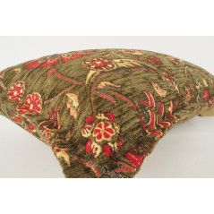 Fabric Pillow, Fabric Pillow 12x20, Moss Green Caucasus Carnation Pattern Turkish Fabric Pillow, Decorative Bohemian Pillow