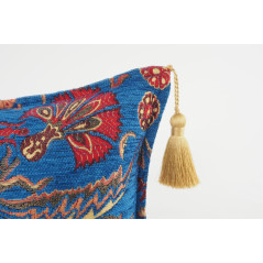 Fabric Pillow,Fabric Pillow 12x20,Navy Blue Caucasus Carnation Pattern Turkish Fabric Pillow,Decorative Pillow,Bohemian Pillow
