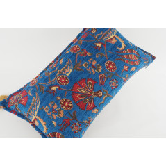 Fabric Pillow,Fabric Pillow 12x20,Navy Blue Caucasus Carnation Pattern Turkish Fabric Pillow,Decorative Pillow,Bohemian Pillow