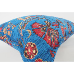 Fabric Pillow,Fabric Pillow 12x20,Navy Blue Caucasus Carnation Pattern Turkish Fabric Pillow,Decorative Pillow,Bohemian Pillow