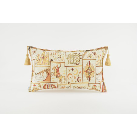 Fabric Pillow, Fabric Pillow 12x20, Beige Turkish Dream Pattern Turkish Fabric Pillow, Decorative Pillow, Bohemian Pillow