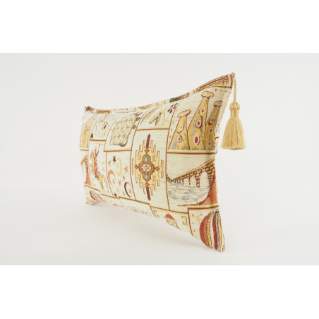 Fabric Pillow, Fabric Pillow 12x20, Beige Turkish Dream Pattern Turkish Fabric Pillow, Decorative Pillow, Throw Bohemian Pillow