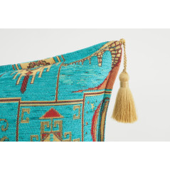 Fabric Pillow, Fabric Pillow 12x20, Turquoise Blue Turkish Dream Pattern Turkish Fabric Pillow, Decorative Pillow, Bohemian Pill