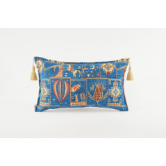 Fabric Pillow, Fabric Pillow 12x20, Navy Blue Turkish Dream Pattern Turkish Fabric Pillow, Decorative Pillow, Bohemian Pillow
