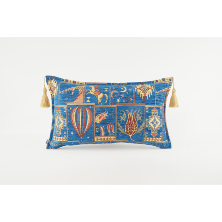 Fabric Pillow, Fabric Pillow 12x20, Navy Blue Turkish Dream Pattern Turkish Fabric Pillow, Decorative Pillow, Bohemian Pillow