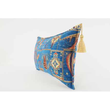 Fabric Pillow, Fabric Pillow 12x20, Navy Blue Turkish Dream Pattern Turkish Fabric Pillow, Decorative Pillow, Bohemian Pillow