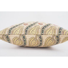 Turkish Fabric Pillow 18x18, Beige Tulip Decorative Ottoman Fabric Pillow