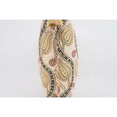 Turkish Fabric Pillow 18x18, Beige Tulip Decorative Ottoman Fabric Pillow