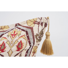 Fabric Pillow, Fabric Pillow 18x18, Beige Carnation Pattern Turkish Fabric Pillow, Decorative Accent and Throw Pillow