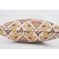 Fabric Pillow, Fabric Pillow 18x18, Beige Carnation Pattern Turkish Fabric Pillow, Decorative Accent and Throw Pillow