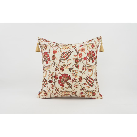 Fabric Pillow, Fabric Pillow 18x18, Beige Caucasus Carnation Pattern Turkish Fabric Pillow,Decorative Pillow,Bohemian Pillow