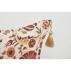 Fabric Pillow, Fabric Pillow 18x18, Beige Caucasus Carnation Pattern Turkish Fabric Pillow,Decorative Pillow,Bohemian Pillow