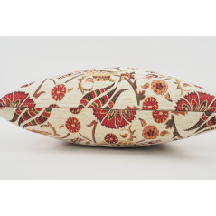 Fabric Pillow, Fabric Pillow 18x18, Beige Caucasus Carnation Pattern Turkish Fabric Pillow,Decorative Pillow,Bohemian Pillow