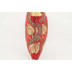 Turkish Fabric Pillow 18x18, Red Tulip Pattern Decorative Ottoman Fabric Pillow