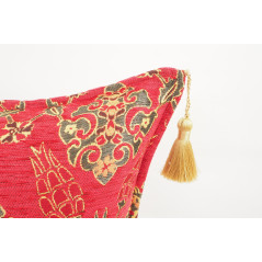 Fabric Pillow,Fabric Pillow 18x18,Red Topkapi Palace Tulip Pattern Turkish Fabric Pillow Cover,Decorative Pillow,Throw Pillow