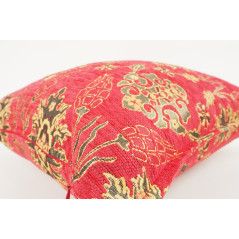 Fabric Pillow,Fabric Pillow 18x18,Red Topkapi Palace Tulip Pattern Turkish Fabric Pillow Cover,Decorative Pillow,Throw Pillow
