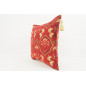 Fabric Pillow, Fabric Pillow 18x18, Red Carnation Pattern Turkish Fabric Pillow, Decorative Accent and Throw Pillow