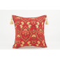 Fabric Pillow, Fabric Pillow 18x18, Red Carnation Pattern Turkish Fabric Pillow, Decorative Accent and Throw Pillow