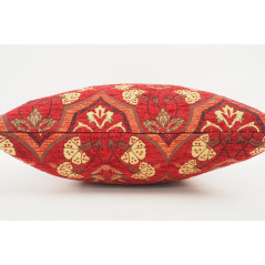 Fabric Pillow, Fabric Pillow 18x18, Red Carnation Pattern Turkish Fabric Pillow, Decorative Accent and Throw Pillow