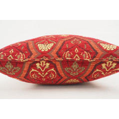 Fabric Pillow, Fabric Pillow 18x18, Red Carnation Pattern Turkish Fabric Pillow, Decorative Accent and Throw Pillow