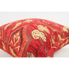 Fabric Pillow, Fabric Pillow 18x18, Red Carnation Pattern Turkish Fabric Pillow, Decorative Accent and Throw Pillow