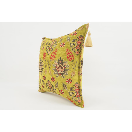 Fabric Pillow, Fabric Pillow 18x18, Pistachio Green Topkapi Palace Tulip Pattern Turkish Fabric Pillow, Decorative Throw Pillow