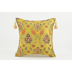 Fabric Pillow, Fabric Pillow 18x18, Pistachio Green Topkapi Palace Tulip Pattern Turkish Fabric Pillow, Decorative Throw Pillow