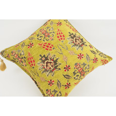 Fabric Pillow, Fabric Pillow 18x18, Pistachio Green Topkapi Palace Tulip Pattern Turkish Fabric Pillow, Decorative Throw Pillow