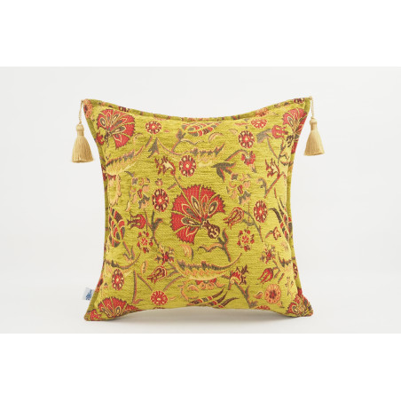 Fabric Pillow, Fabric Pillow 18x18, Pistachio Green Caucasus Carnation Pattern Turkish Fabric Pillow,Decorative Bohemian Pillow