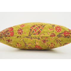 Fabric Pillow, Fabric Pillow 18x18, Pistachio Green Caucasus Carnation Pattern Turkish Fabric Pillow,Decorative Bohemian Pillow