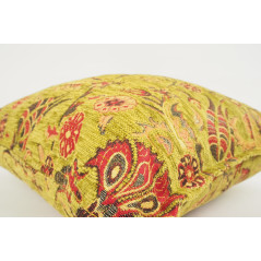 Fabric Pillow, Fabric Pillow 18x18, Pistachio Green Caucasus Carnation Pattern Turkish Fabric Pillow,Decorative Bohemian Pillow