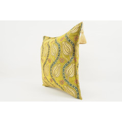 Fabric Pillow, Fabric Pillow 18x18, Pistachio Green Water Line Tulip Pattern Turkish Fabric Pillow, Decorative and Throw Pillow