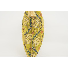 Turkish Fabric Pillow 18x18, Green Tulip Pattern Decorative Ottoman Fabric Pillow