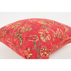 Fabric Pillow, Fabric Pillow 18x18, Red Caucasus Carnation Pattern Turkish Fabric Pillow,Decorative Pillow,Bohemian Pillow