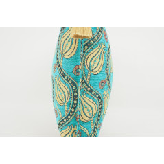 Turkish Fabric Pillow 18x18, Turquoise Blue Tulip Pattern Decorative Ottoman Fabric Pillow