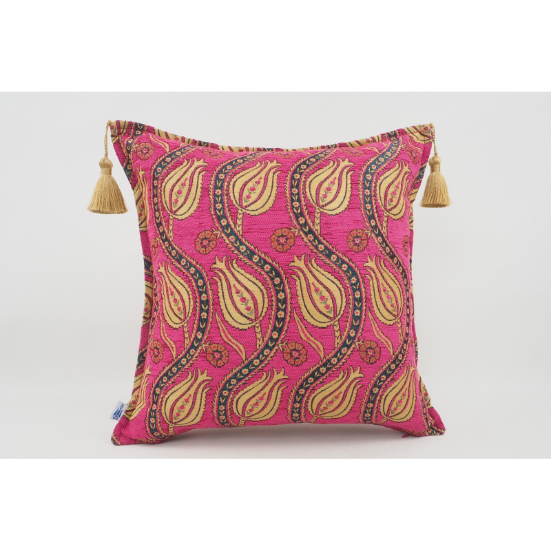 Fabric Pillow,Fabric Pillow 18x18,Mazenda Pink Water Line Tulip Pattern Turkish Fabric Pillow,Decorative Accent and Throw Pillow Fabric Pillow,Fabric Pillow 18x18,Mazenda Pink Water Line Tulip Pattern Turkish Fabric Pillow,Decorative Accent and Throw Pillow