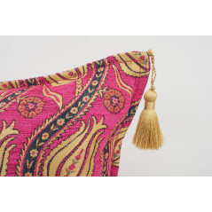 Turkish Fabric Pillow 18x18, Pink Tulip Pattern Decorative Ottoman Fabric Pillow