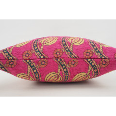 Turkish Fabric Pillow 18x18, Pink Tulip Pattern Decorative Ottoman Fabric Pillow