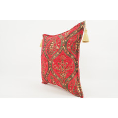 Fabric Pillow, Fabric Pillow 18x18, Red Morocco Pattern Tulip Turkish Fabric Pillow, Decorative Accent and Throw Pillow