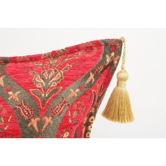 Turkish Fabric Pillow 18x18,Red Tulip Pattern Decorative Ottoman Fabric Pillow