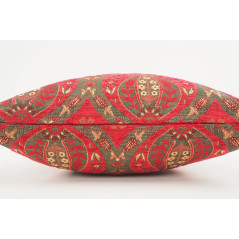 Turkish Fabric Pillow 18x18,Red Tulip Pattern Decorative Ottoman Fabric Pillow