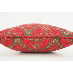 Turkish Fabric Pillow 18x18,Red Tulip Pattern Decorative Ottoman Fabric Pillow