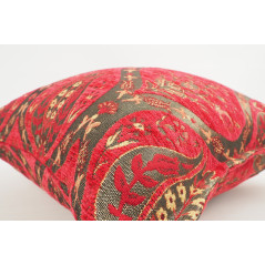 Turkish Fabric Pillow 18x18,Red Tulip Pattern Decorative Ottoman Fabric Pillow
