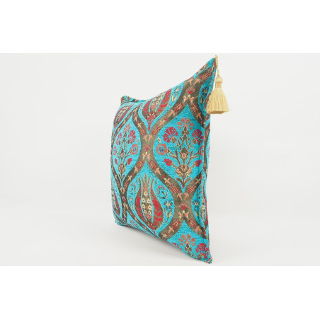 Fabric Pillow,Fabric Pillow 18x18,Turquoise Blue Morocco Pattern Tulip Turkish Fabric Pillow,Decorative Accent and Throw Pillow